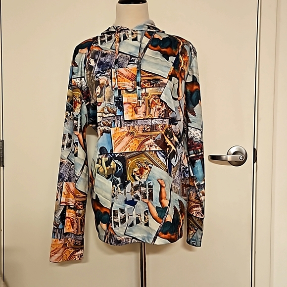 Super Shine Prints by Drill Italian Renaissance art drawstring hoodie Medium EUC - Picture 1 of 9